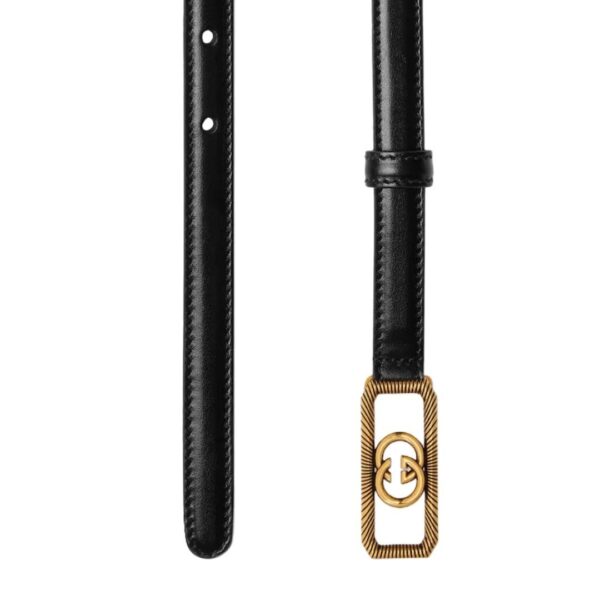 GUCCI THIN BELT WITH INTERLOCKING G BUCKLE IN BLACK - Image 2