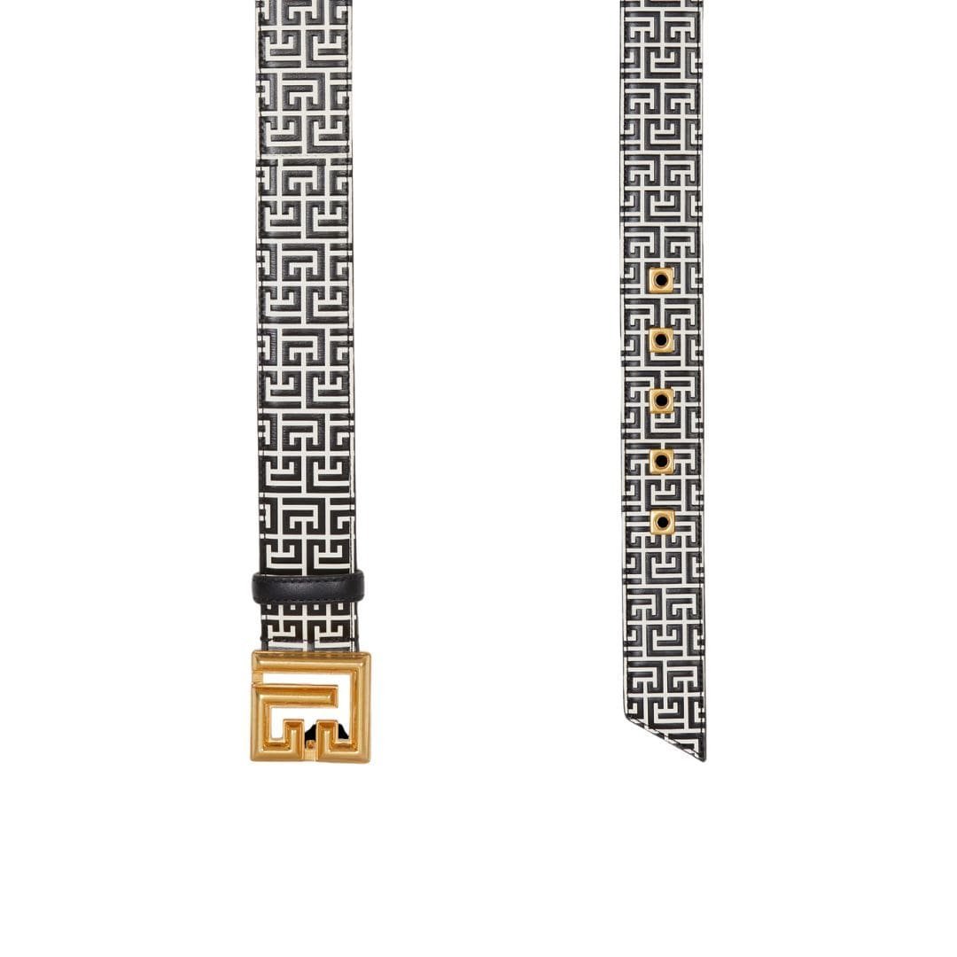 BALMAIN CALFSKIN PB BELT EMBOSSED WITH THE PB LABYRINTH MONOGRAM - Image 2