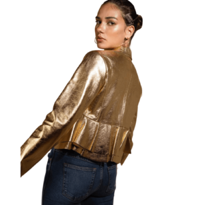 Gold Leather Jacket Women