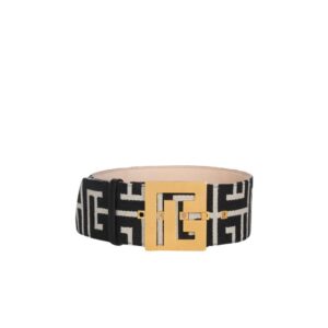 BALMAIN WIDE BICOLOR JACQUARD PB BELT BELT