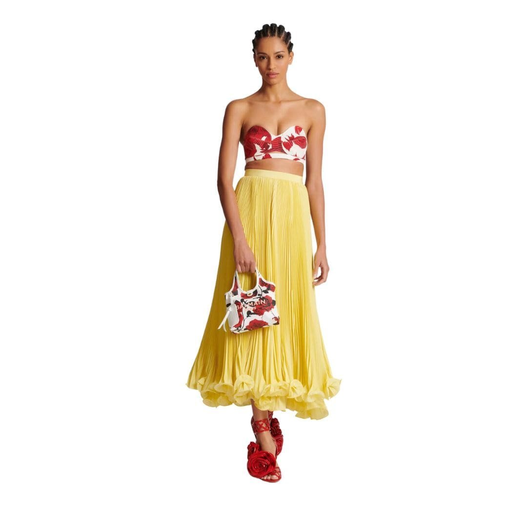 BALMAIN CANVAS B-ARMY MINI GROCERY BAG WITH A ROSES PRINT - Image 7