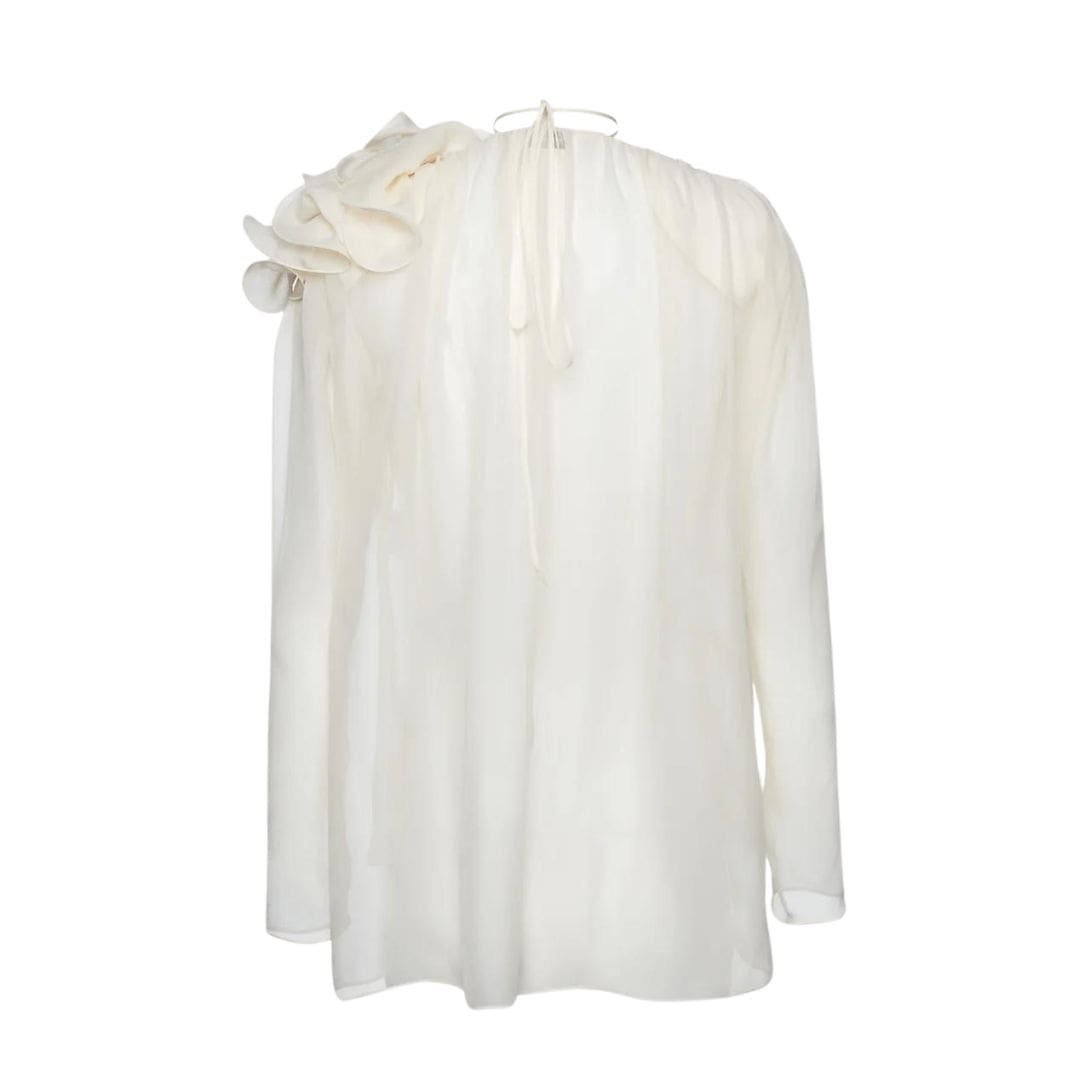 MAGDA BUTRYM CLASSIC SILK FLOWER BLOUSE IN CREAM - Image 2