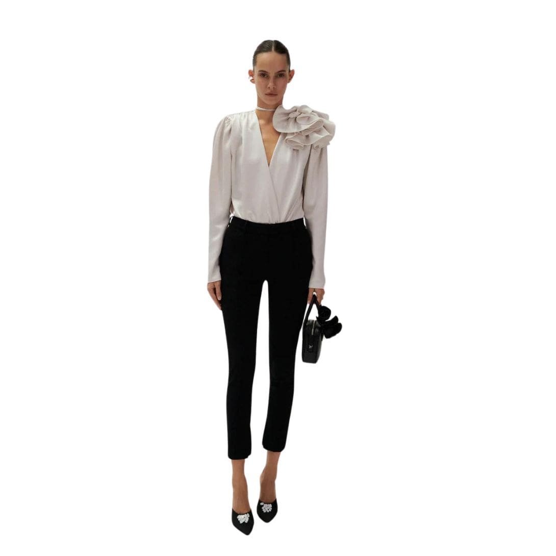 MAGDA BUTRYM CLASSIC SILK FLOWER BLOUSE IN WHITE - Image 3