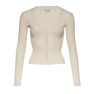 MAGDA BUTRYM CROCHET BRA CARDIGAN IN CREAM