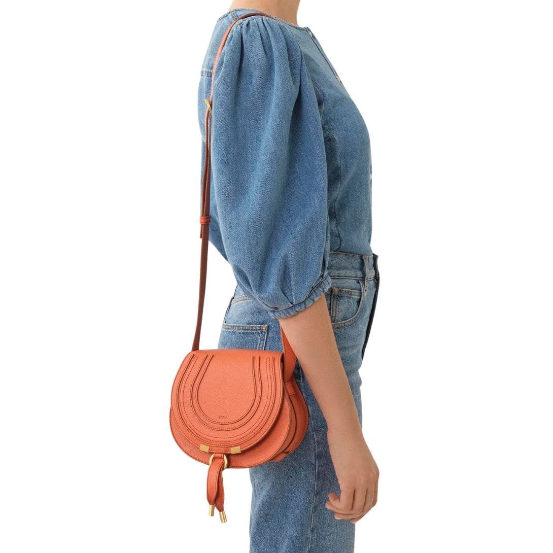 CHLOE MARCIE SMALL SADDLE BAG TAWNY ORANGE - Image 6