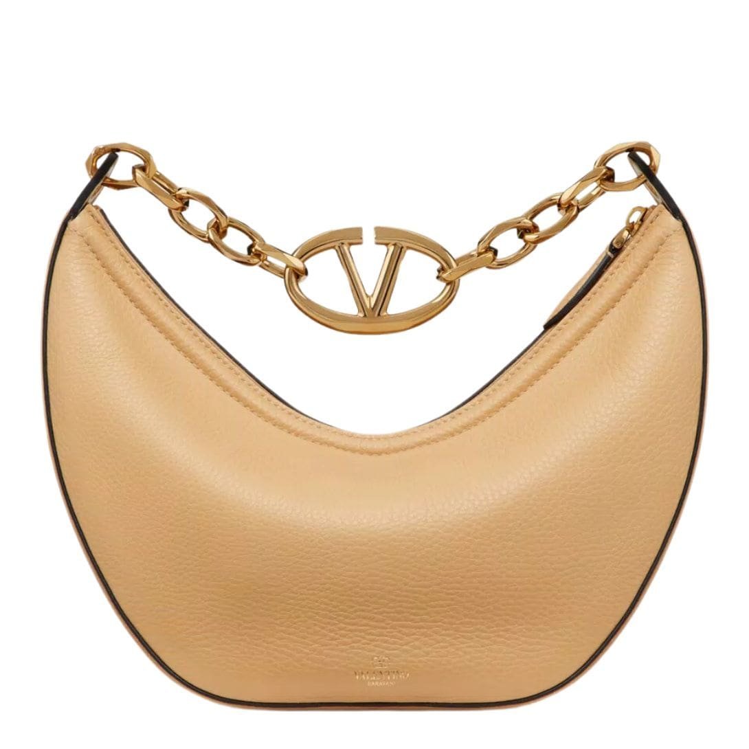 VALENTINO GARAVANI SMALL VLOGO MOON HOBO BAG IN GRAINY CALFSKIN WITH CHAIN - Image 6