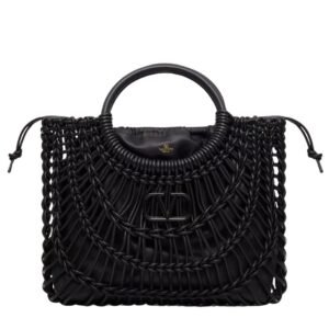 VALENTINO GARAVANI ALLKNOTS WOVEN LEATHER SHOPPER