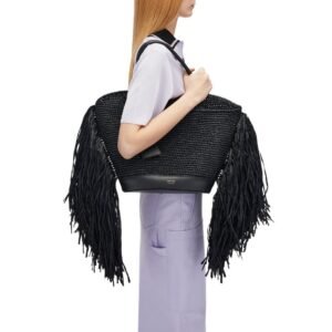 FERRAGAMO TOTE BAG WITH CUT-OUT AND FRINGES