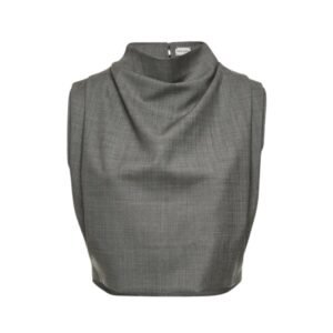 MAGDA BUTRYM HIGH NECK TECHNICAL BLOUSE IN GREY