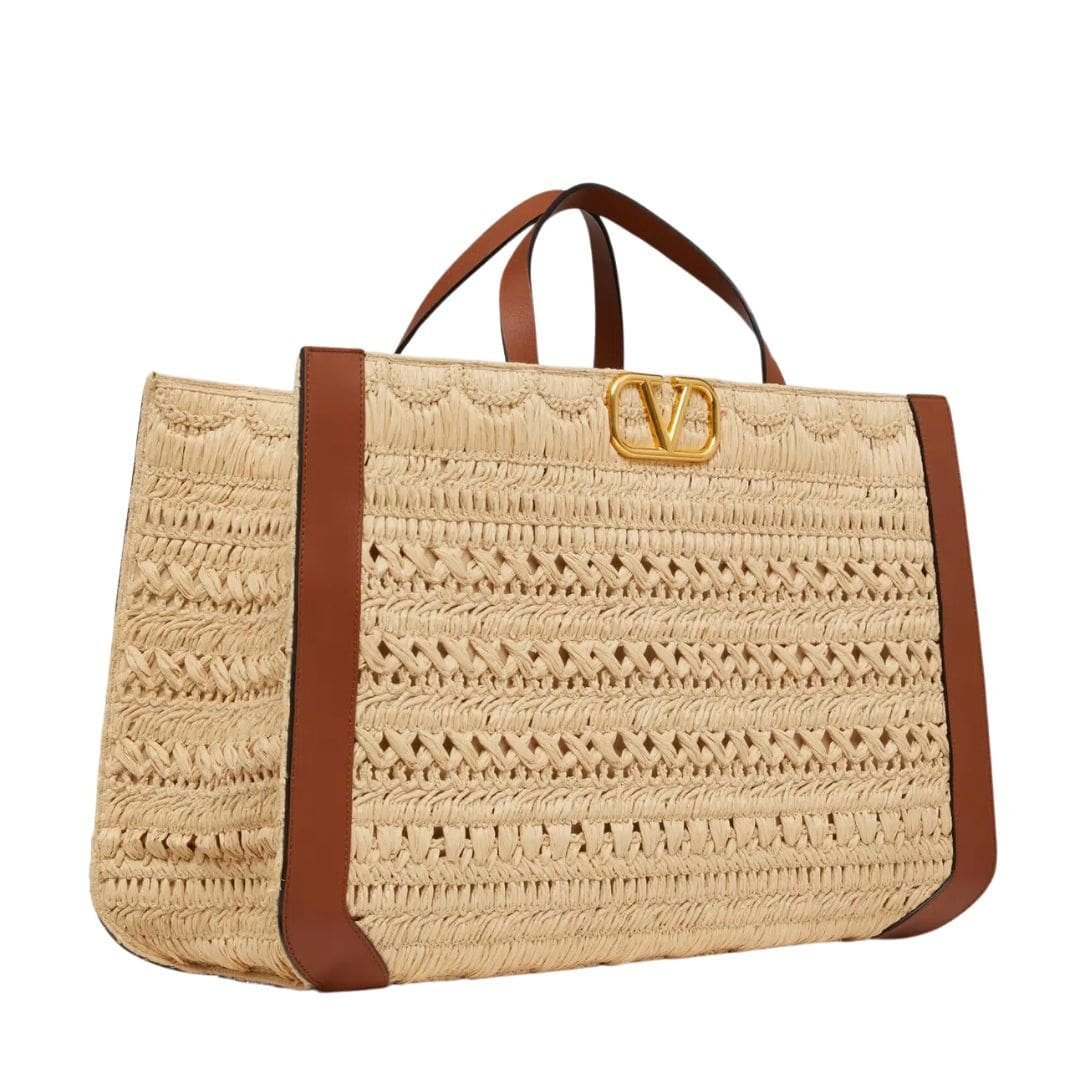 VALENTINO GARAVANI VLOGO SIGNATURE EMBROIDERED RAFFIA HANDBAG - Image 3