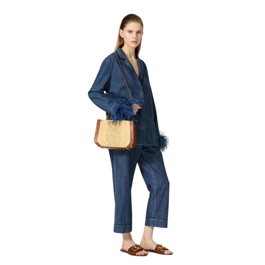 VALENTINO GARAVANI VLOGO SIGNATURE RAFFIA SMALL HANDBAG - Image 4