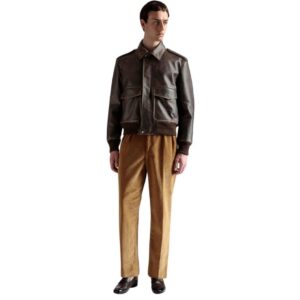 BALLY BOMBER JACKET IN BROWN LEATHER