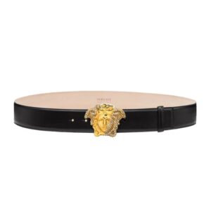 VERSACE LA MEDUSA CRYSTAL LEATHER BELT 4 CM