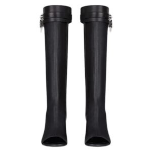 GIVENCHY SHARK LOCK STILETTO SANDAL BOOTS IN LEATHER