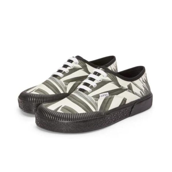 LOEWE TERRA VULCA LACE UP SNEAKER IN PRINTED CANVAS - Image 4