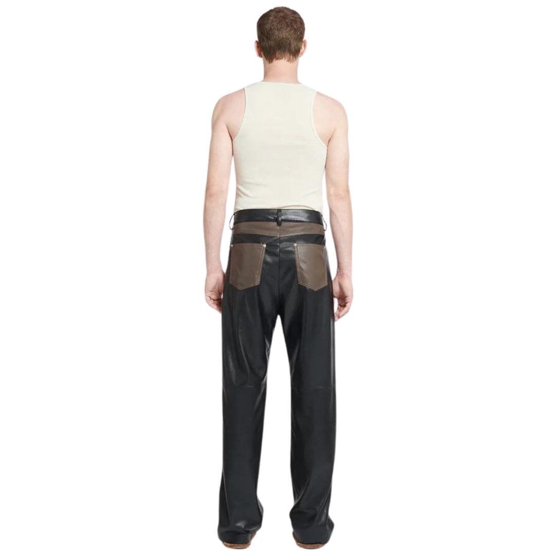 NANUSHKA ARIC OKOBOR ALT-LEATHER PANTS SHIITAKE/BLACK - Image 2