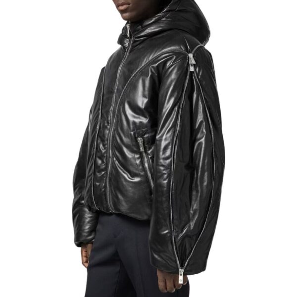 VERSACE LEATHER ZIP PUFFER JACKET - Image 5