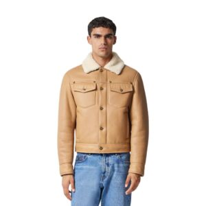 VERSACE SHEARLING LEATHER BLOUSON JACKET