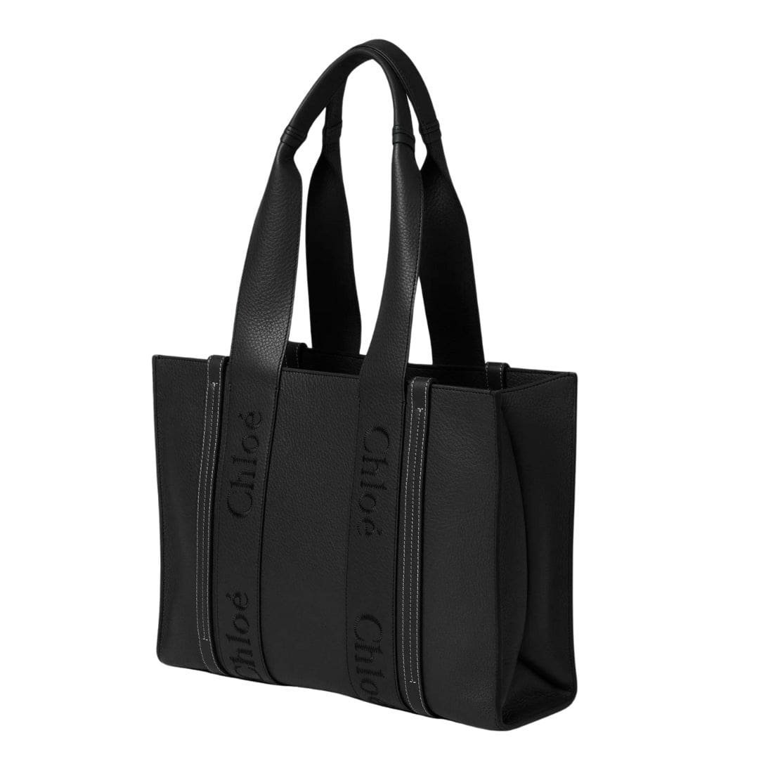 CHLOE MEDIUM WOODY TOTE BAG BLACK - Image 6