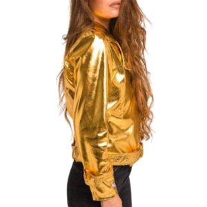 Gold Leather Jacket Women