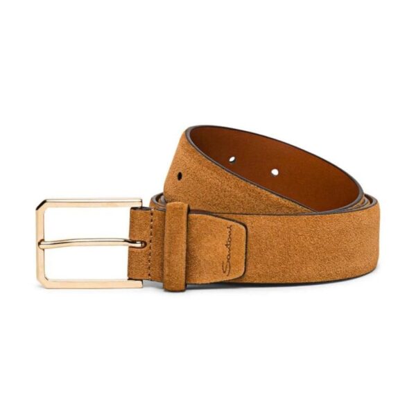 SANTONI BROWN SUEDE ADJUSTABLE BELT