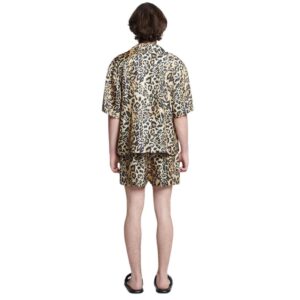 NANUSHKA MAXTON PRINTED SILK-TWILL SHIRT LEOPARD