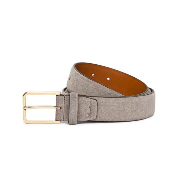 SANTONI MEN’S BROWN SUEDE ADJUSTABLE BELT