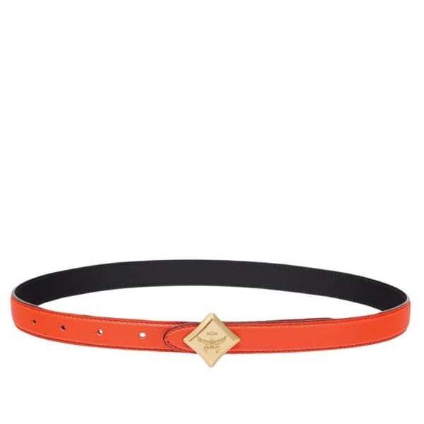 MCM REVERSIBLE DIAMOND LOGO BELT IN EMBOSSED LEATHER ORANGE