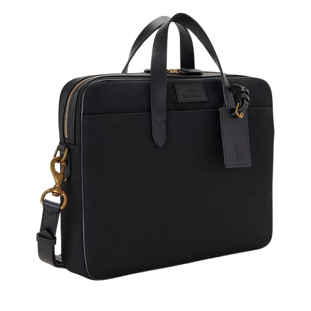 RALPH LAUREN LEATHER-TRIM CANVAS BRIEFCASE - Image 3