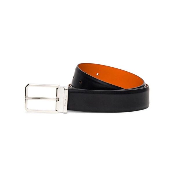 SANTONI MEN'S POLISHED BLUE LEATHER ADJUSTABLE BELT