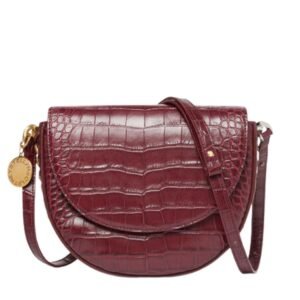 STELLA MCCARTNEY FRAYME CROC-EFFECT EMBOSSED MEDIUM FLAP SHOULDER BAG