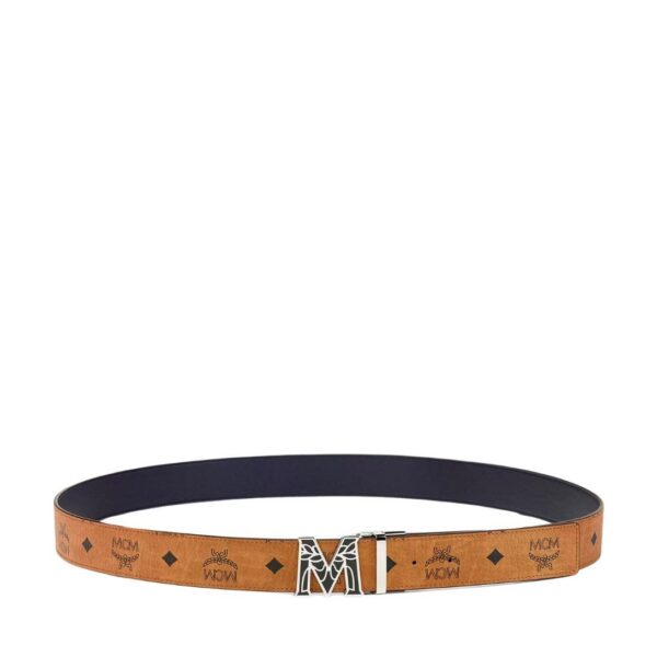 MCM CLAUS EPOXY LAUREL M REVERSIBLE BELT 1.5” IN VISETOS COGNAC