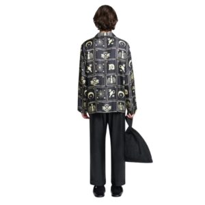 NANUSHKA JELMER PRINTED SILK-TWILL SHIRT FOLK ART BLACK