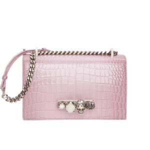 ALEXANDER MCQUEEN WOMANS JEWELLED SATCHEL IN ANTIQUE PINK