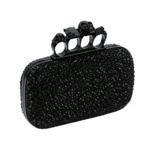 ALEXANDER MCQUEEN WOMANS KNUCKLE CLUTCH WITH CHAIN IN BLACK