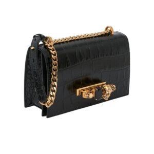 ALEXANDER MCQUEEN WOMANS MINI JEWELLED SATCHEL IN BLACKGOLD