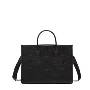MCM MÜNCHEN TOTE IN MAXI MONOGRAM LEATHER BLACK