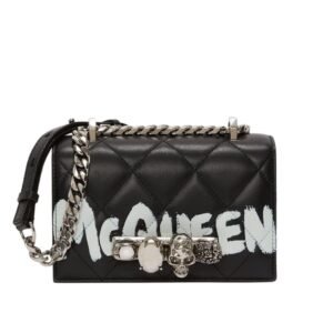 ALEXANDER MCQUEEN WOMANS MINI JEWELLED SATCHEL IN BLACKWHITE