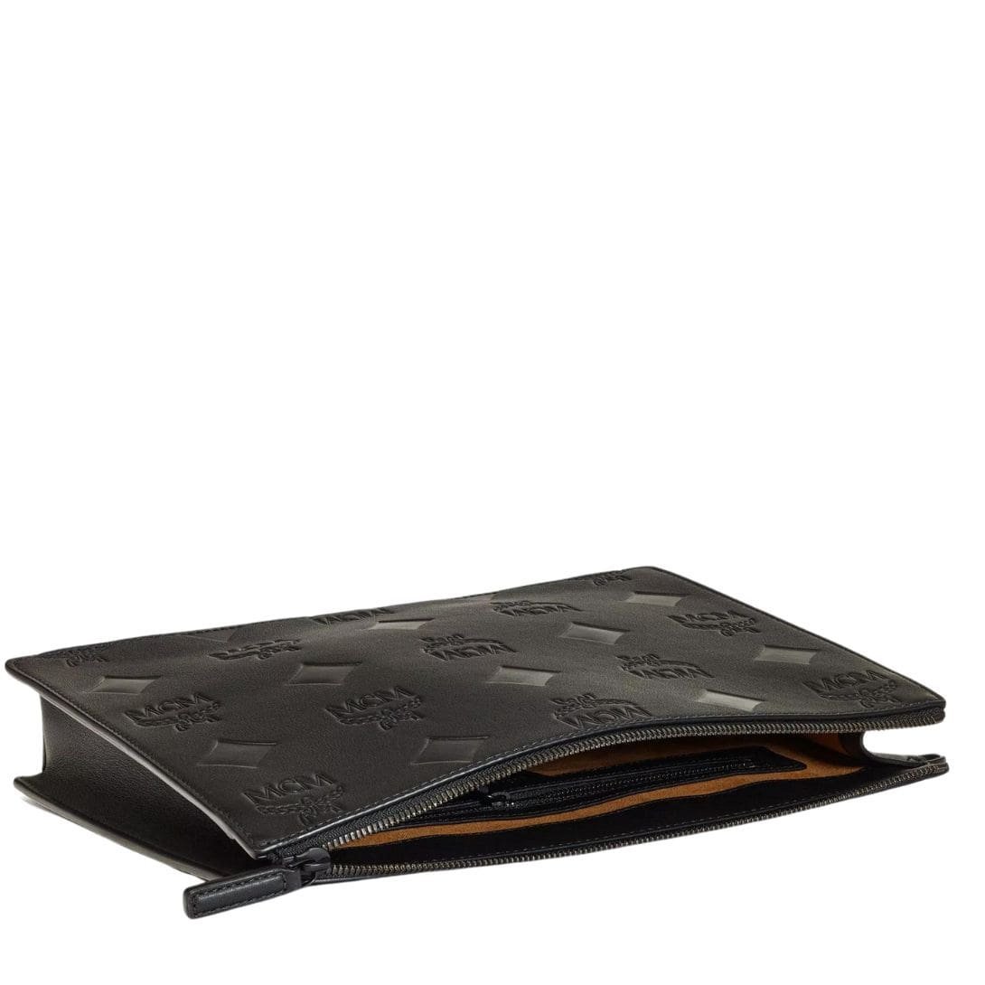 MCM AREN WRISTLET ZIP POUCH IN MAXI MONOGRAM LEATHER BLACK - Image 3