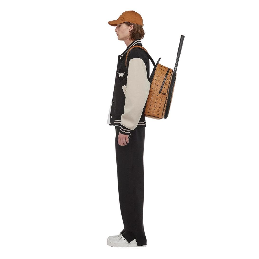 MCM STARK TENNIS BACKPACK IN MEGA LAUREL VISETOS COGNAC - Image 3