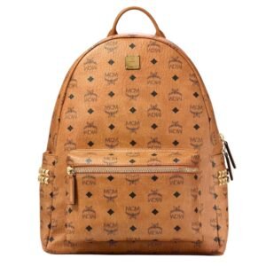 MCM STARK SIDE STUDS BACKPACK IN VISETOS COGNAC