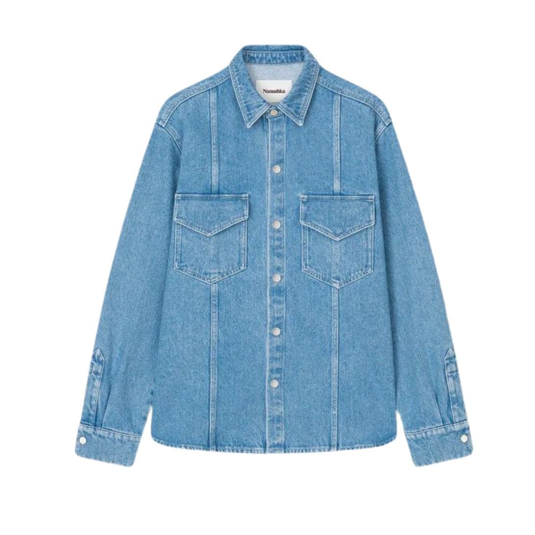NANUSHKA TRISTO PATCH POCKET DENIM OVERSHIRT - Image 4
