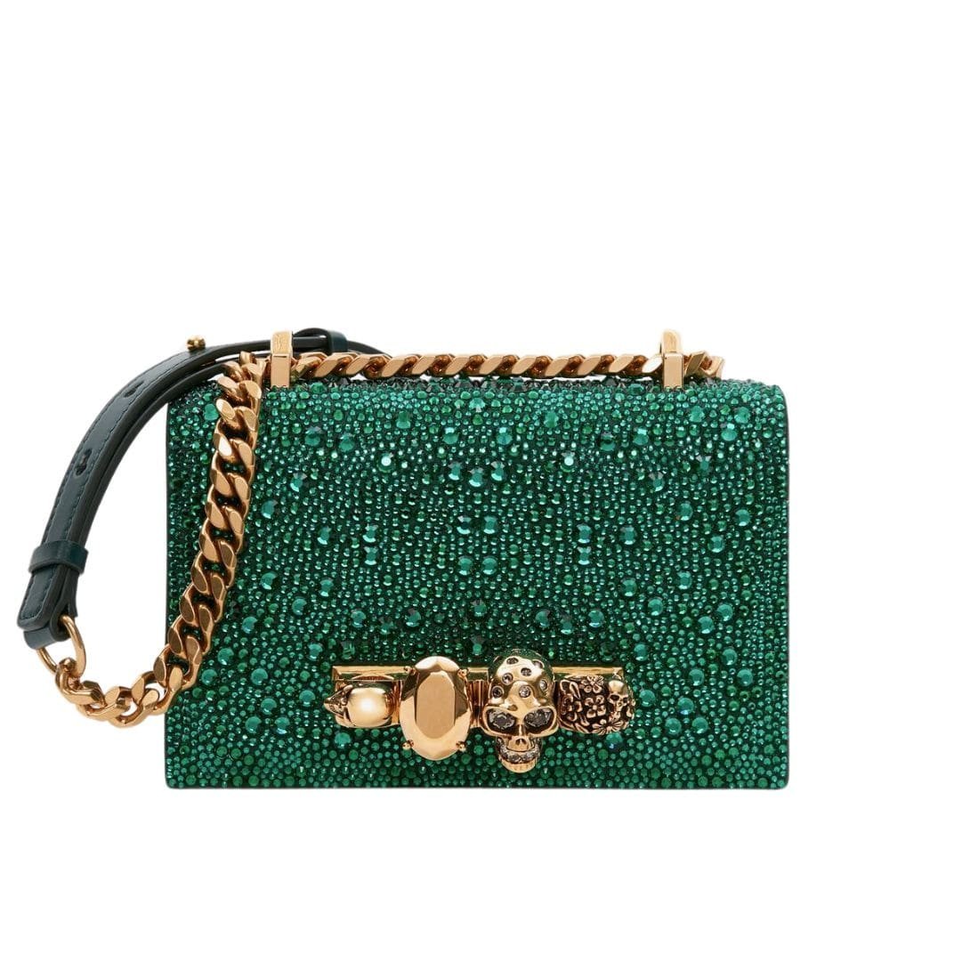 ALEXANDER MCQUEEN WOMANS MINI JEWELLED SATCHEL IN EMERALD