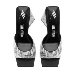 THE ATTICO ”DEVON” SILVER AND BLACK MULE