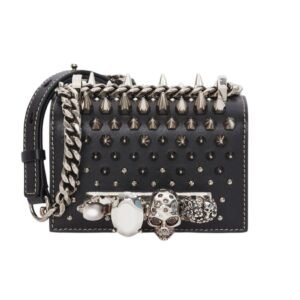 ALEXANDER MCQUEEN WOMANS STUDDED MICRO JEWELLED IN BLACK