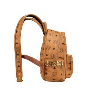 MCM MINI STARK SIDE STUDS BACKPACK IN VISETOS COGNAC