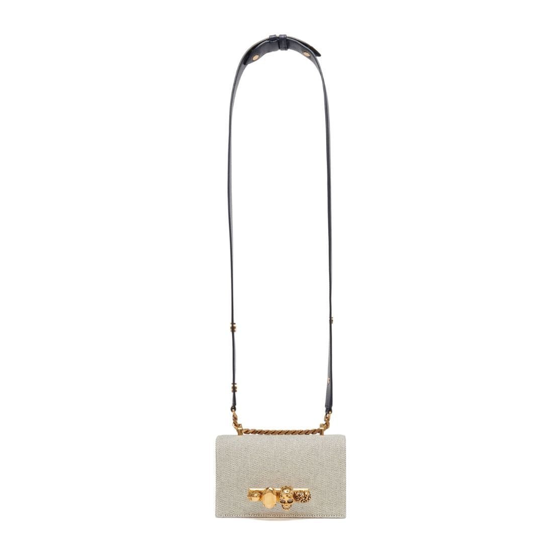 ALEXANDER MCQUEEN WOMANS THE BIKER MINI JEWELLED SATCHEL IN GRAYNAVY - Image 5