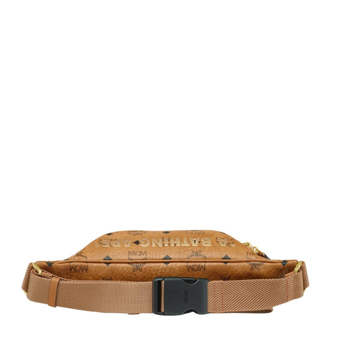 MCM SMALL X BAPE FURSTEN BELT BAG IN VISETOS COGNAC - Image 3