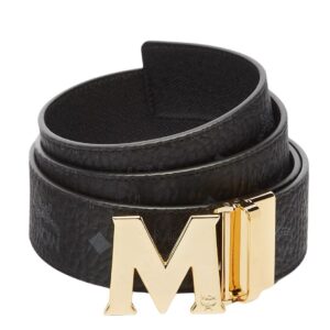 MCM CLAUS M REVERSIBLE BELT 1.75″ IN VISETOS BLACK/GOLD