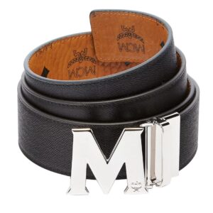 MCM CLAUS M REVERSIBLE BELT 1.75″ IN VISETOS COGNAC/SILVER